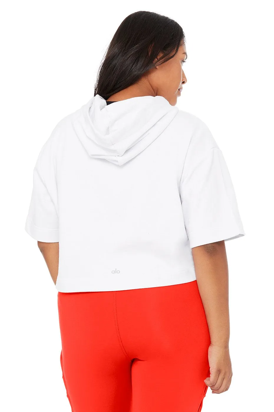 Air Land Ocean Short Sleeve Crop Hoodie - White