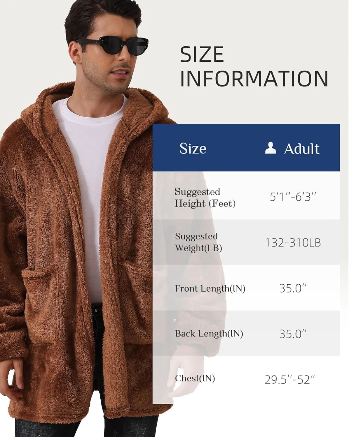 Argstar Hooded Cardigan for Women and Men, Oversized Sweatshirt Fuzzy Fleece Blanket Hoodie Jacket - One Size Fits All
