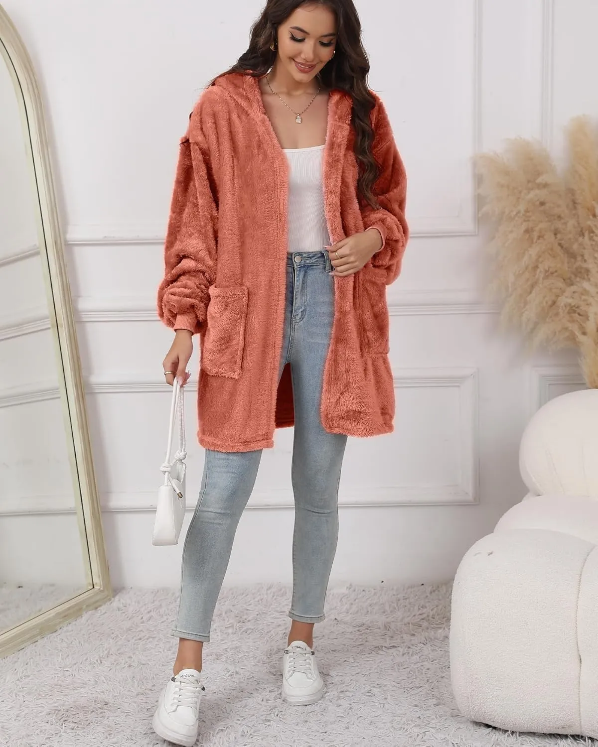 Argstar Hooded Cardigan for Women and Men, Oversized Sweatshirt Fuzzy Fleece Blanket Hoodie Jacket - One Size Fits All