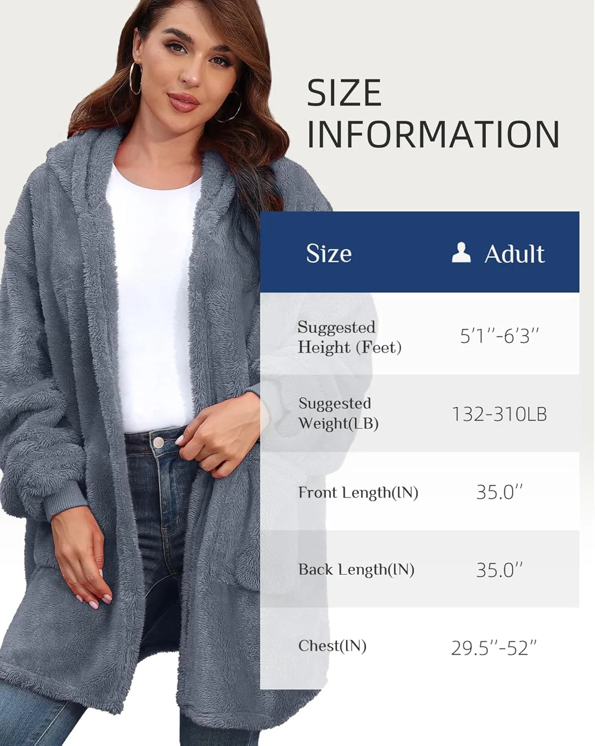 Argstar Hooded Cardigan for Women and Men, Oversized Sweatshirt Fuzzy Fleece Blanket Hoodie Jacket - One Size Fits All