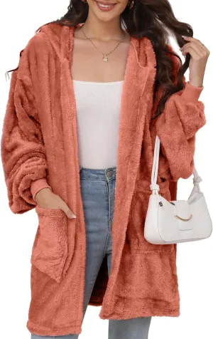 Argstar Hooded Cardigan for Women and Men, Oversized Sweatshirt Fuzzy Fleece Blanket Hoodie Jacket - One Size Fits All