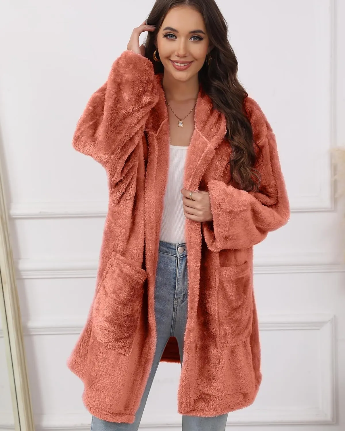 Argstar Hooded Cardigan for Women and Men, Oversized Sweatshirt Fuzzy Fleece Blanket Hoodie Jacket - One Size Fits All