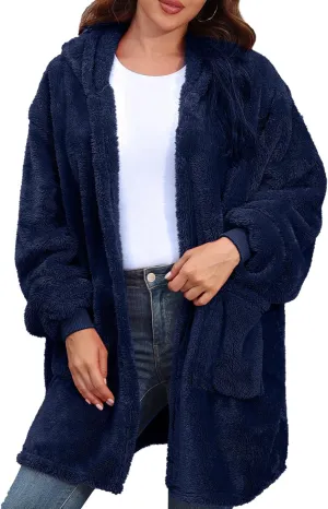Argstar Hooded Cardigan for Women and Men, Oversized Sweatshirt Fuzzy Fleece Blanket Hoodie Jacket - One Size Fits All
