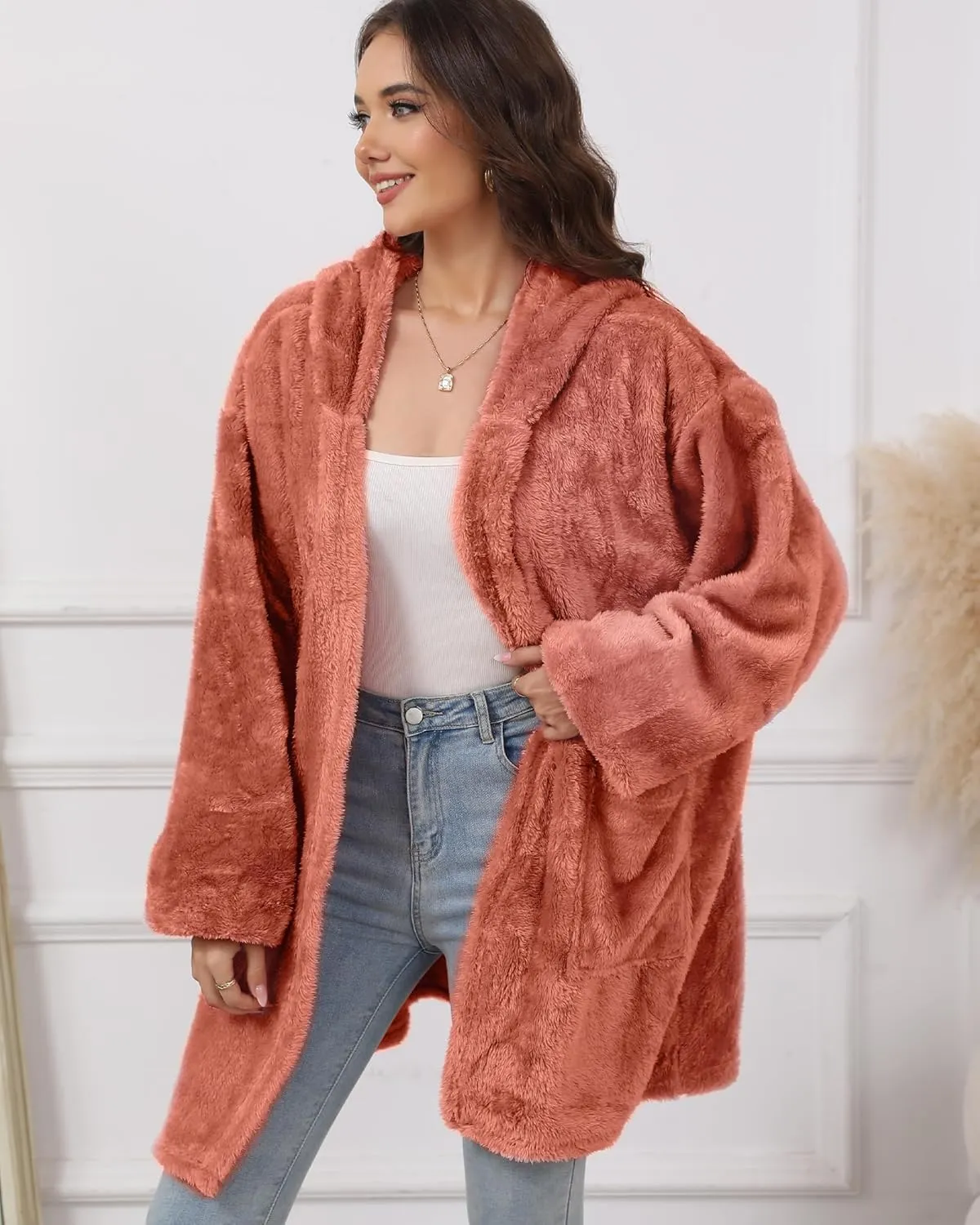 Argstar Hooded Cardigan for Women and Men, Oversized Sweatshirt Fuzzy Fleece Blanket Hoodie Jacket - One Size Fits All