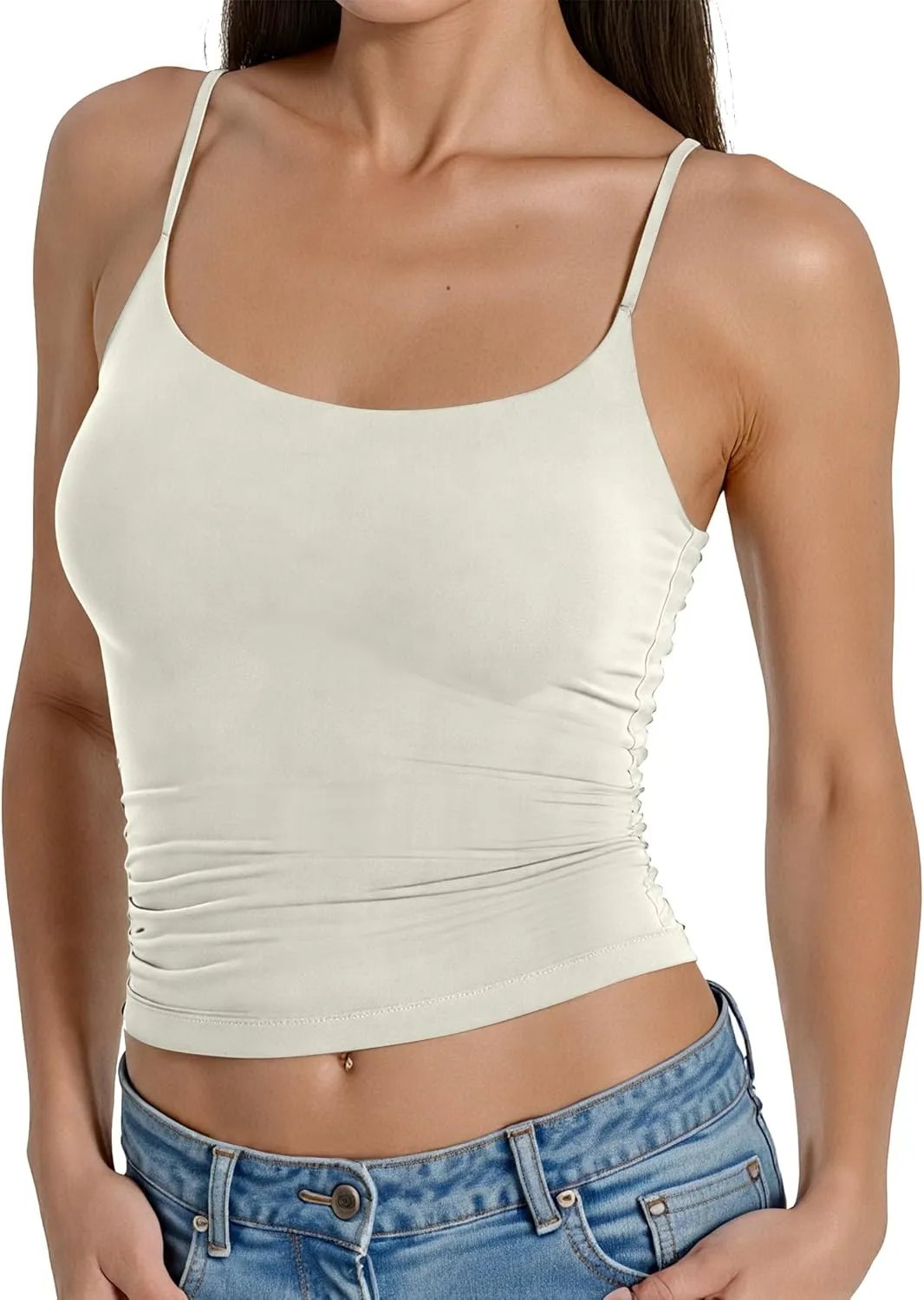 AURUZA Tank Tops for Women, Camisole Tops Double Lined Sleeveless Going Out Summer Tops Basic Spaghetti Strap Cami Shirts