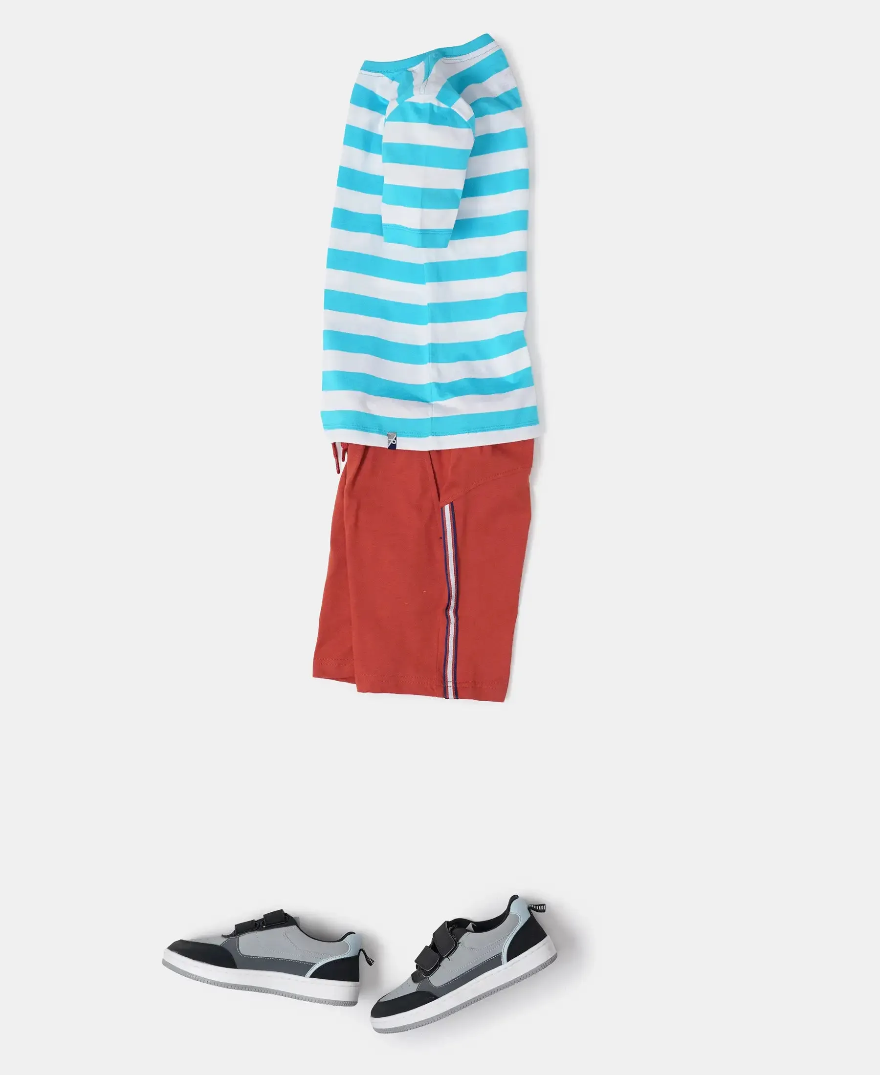 Boy's Super Combed Cotton Striped Half Sleeve T-Shirt - Assorted