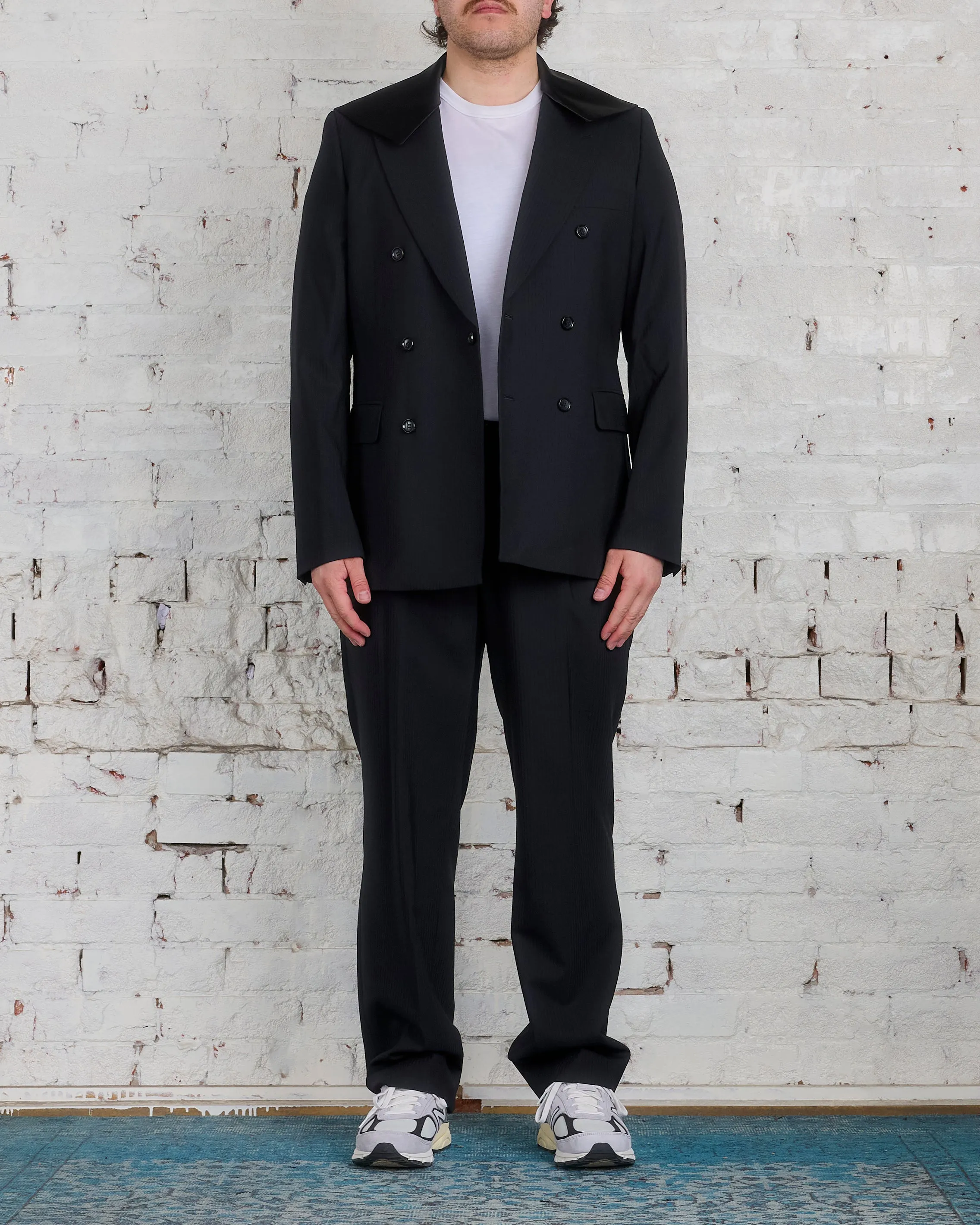 COMME des GARÇONS HOMME Plus Wool Dobby Stripe Pant Black