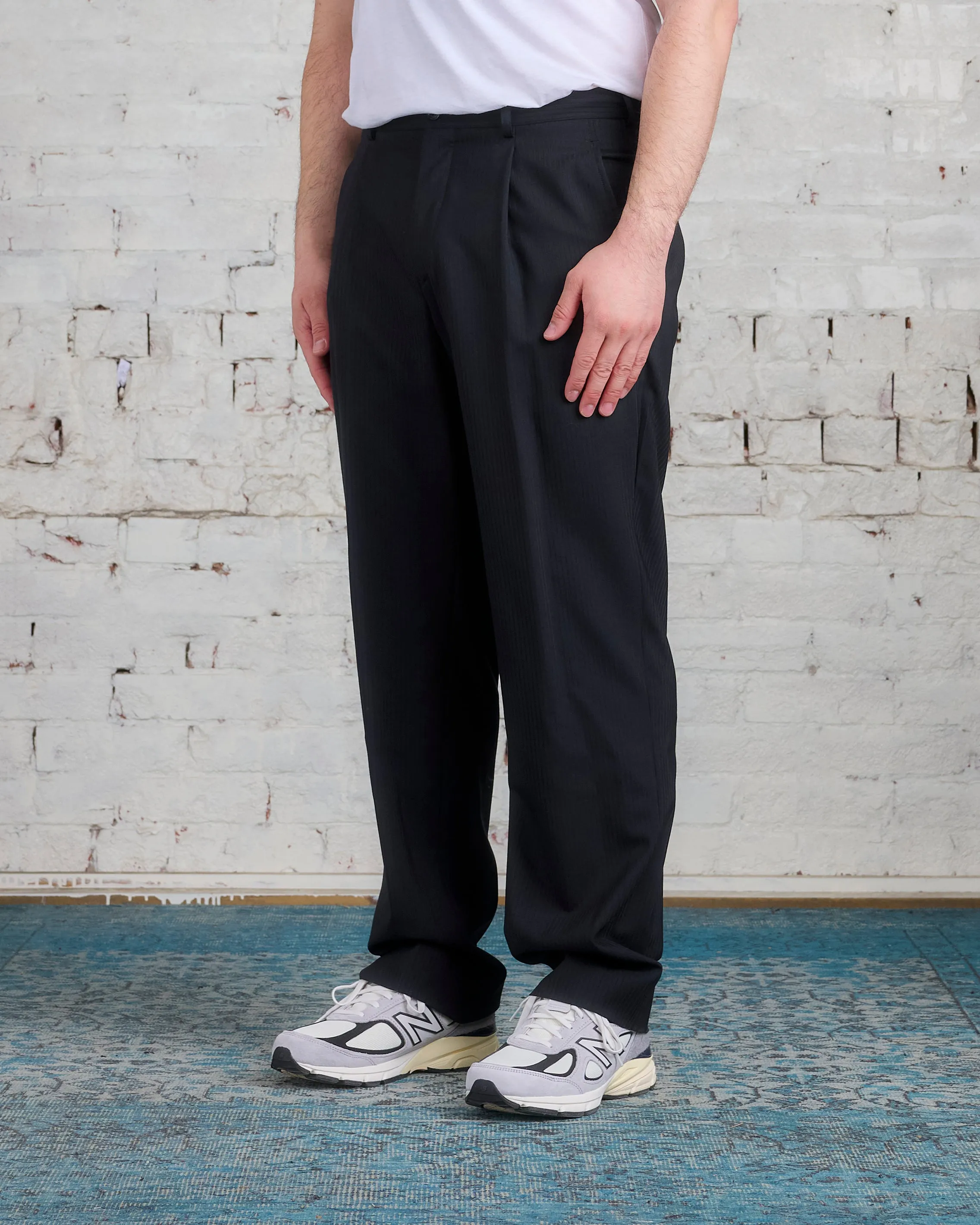 COMME des GARÇONS HOMME Plus Wool Dobby Stripe Pant Black
