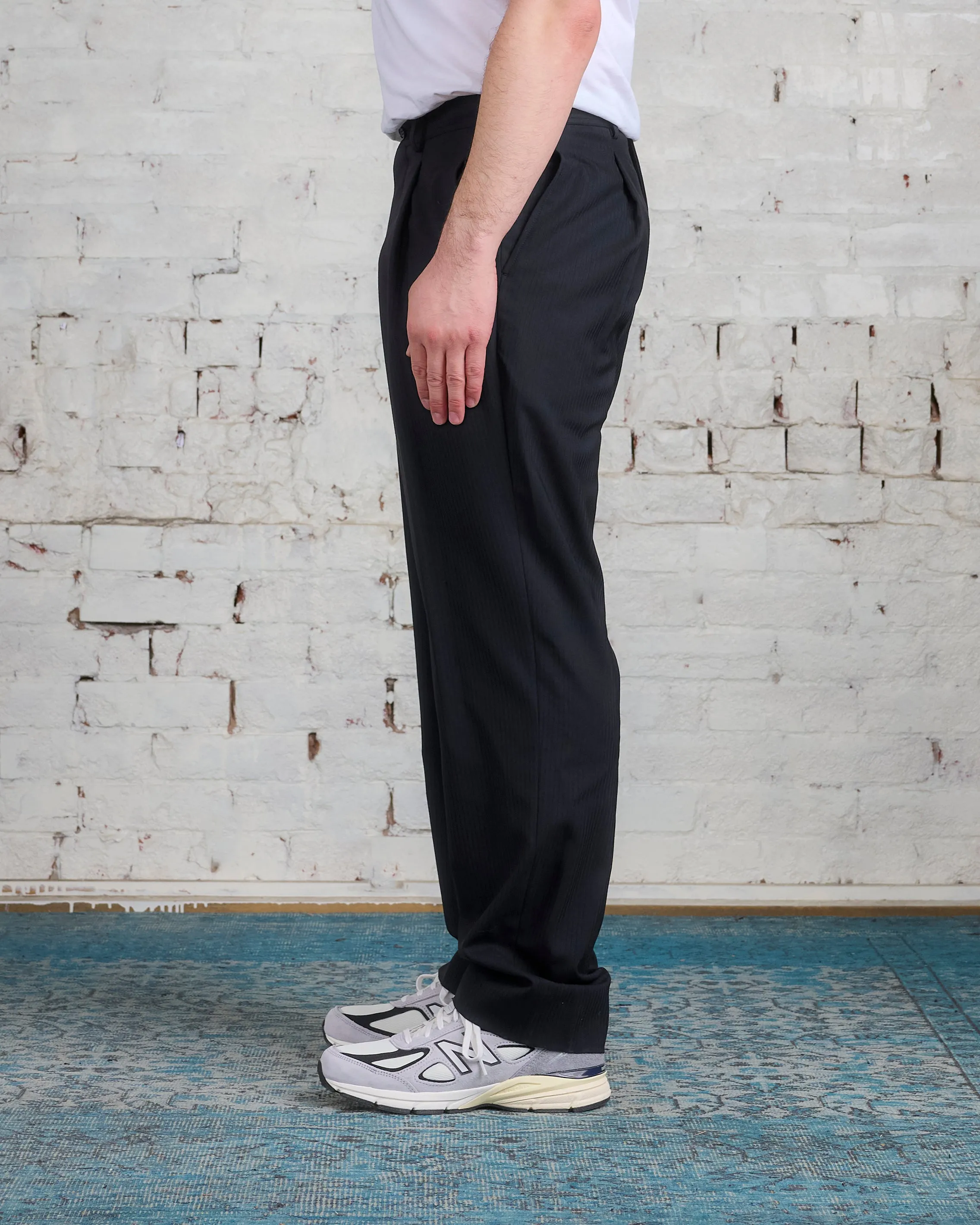 COMME des GARÇONS HOMME Plus Wool Dobby Stripe Pant Black