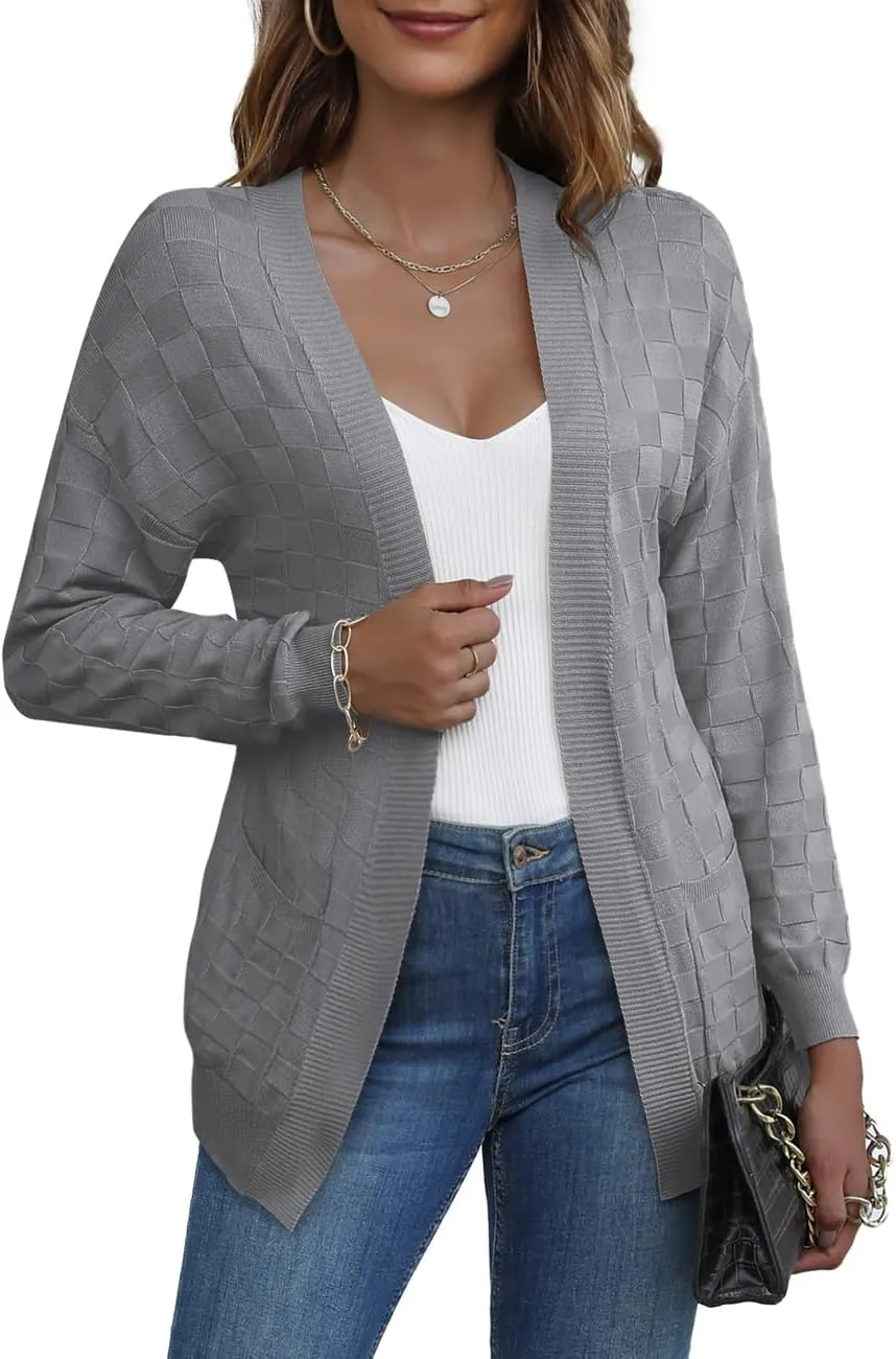 CPOKRTWSO Women's Cardigan Sweaters with Pockets Casual Long Sleeve Open Front Lightweight Cardigans for Women Trendy(S-XL)