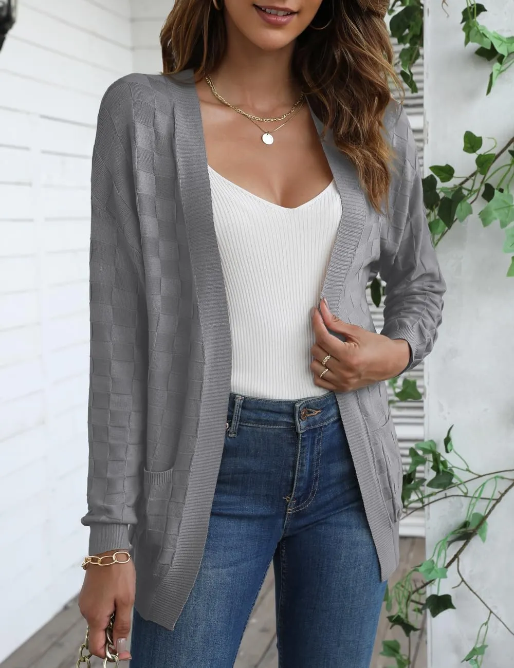CPOKRTWSO Women's Cardigan Sweaters with Pockets Casual Long Sleeve Open Front Lightweight Cardigans for Women Trendy(S-XL)