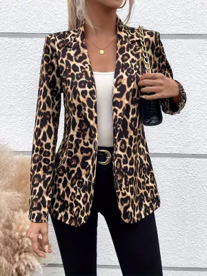 EMIRAH | Leopard Print Blazer with Long Sleeves