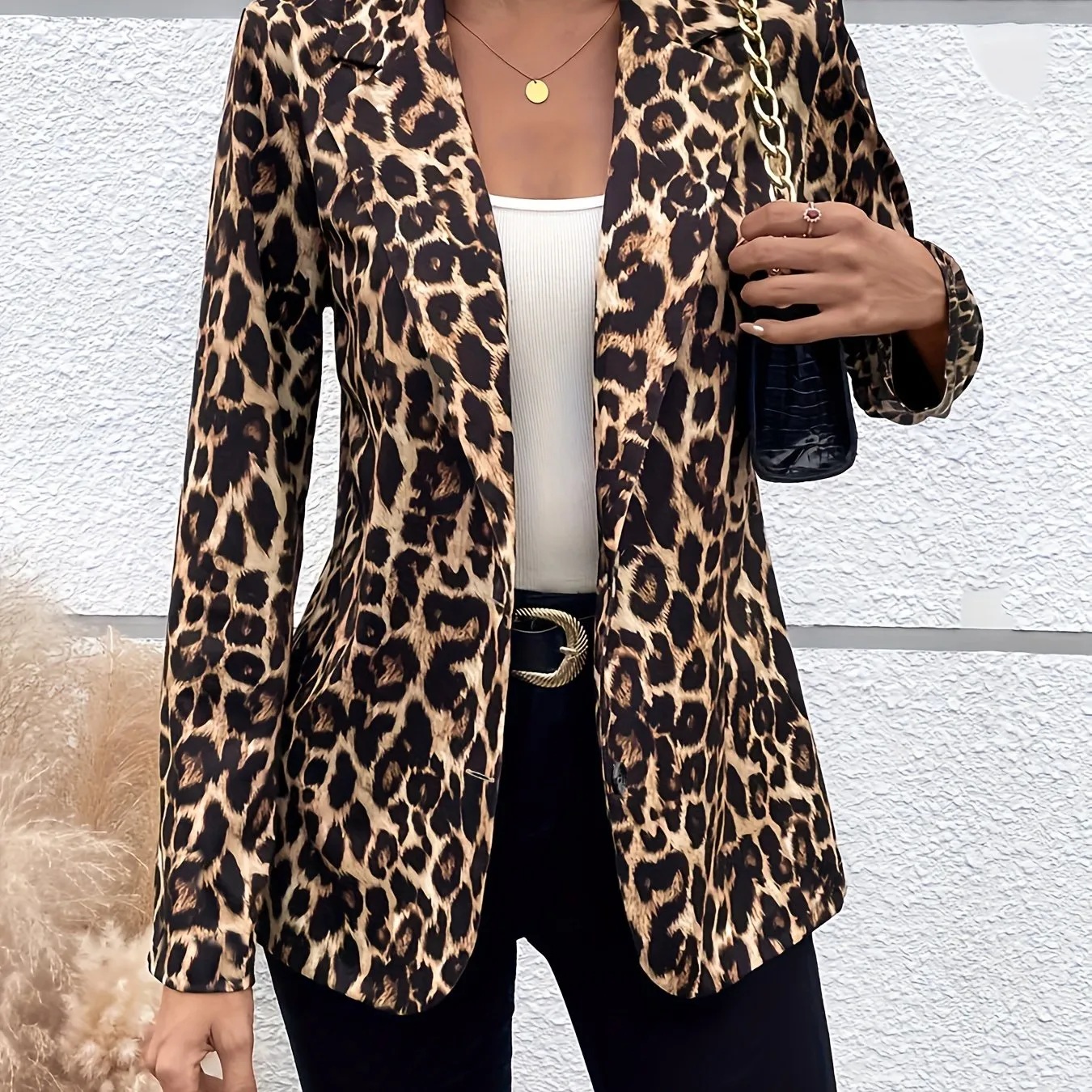 EMIRAH | Leopard Print Blazer with Long Sleeves