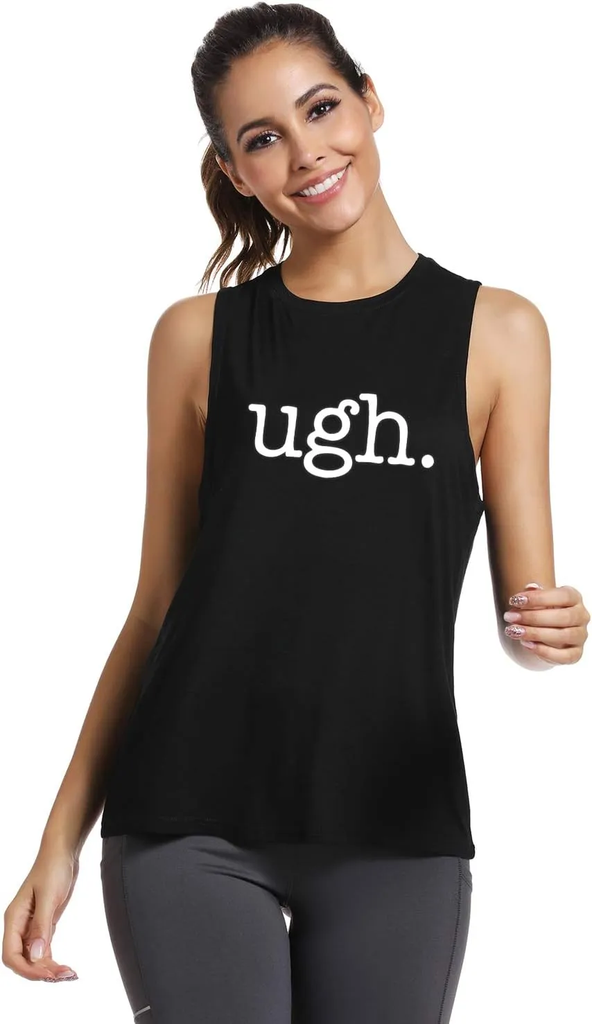 FANNOO Womens Workout Tank Tops-Novelty Funny Saying Fitness Gym Racerback Sleeveless Shirts for Women
