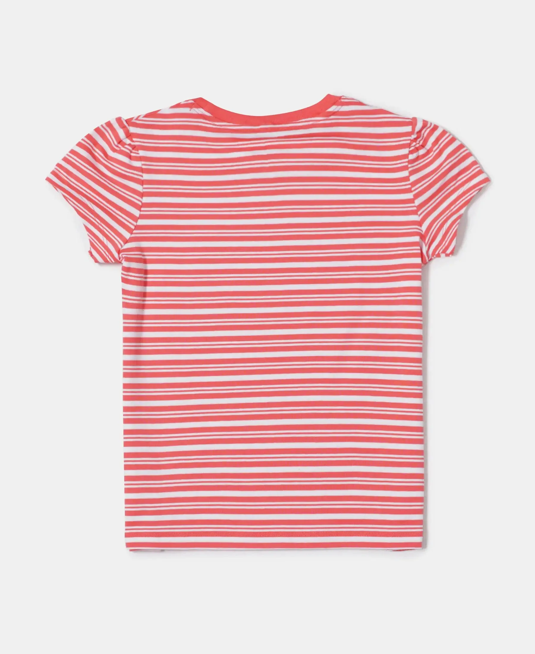 Girl's Super Combed Cotton Elastane Stretch Rib Striped Short Sleeve T-Shirt - Dubarry & White