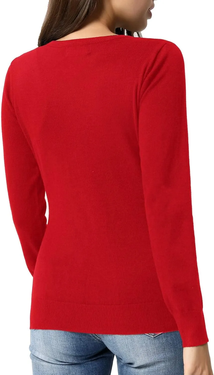 GRACE KARIN Women's Long Sleeve Button Down Crew Neck Classic Sweater Knit Cardigan