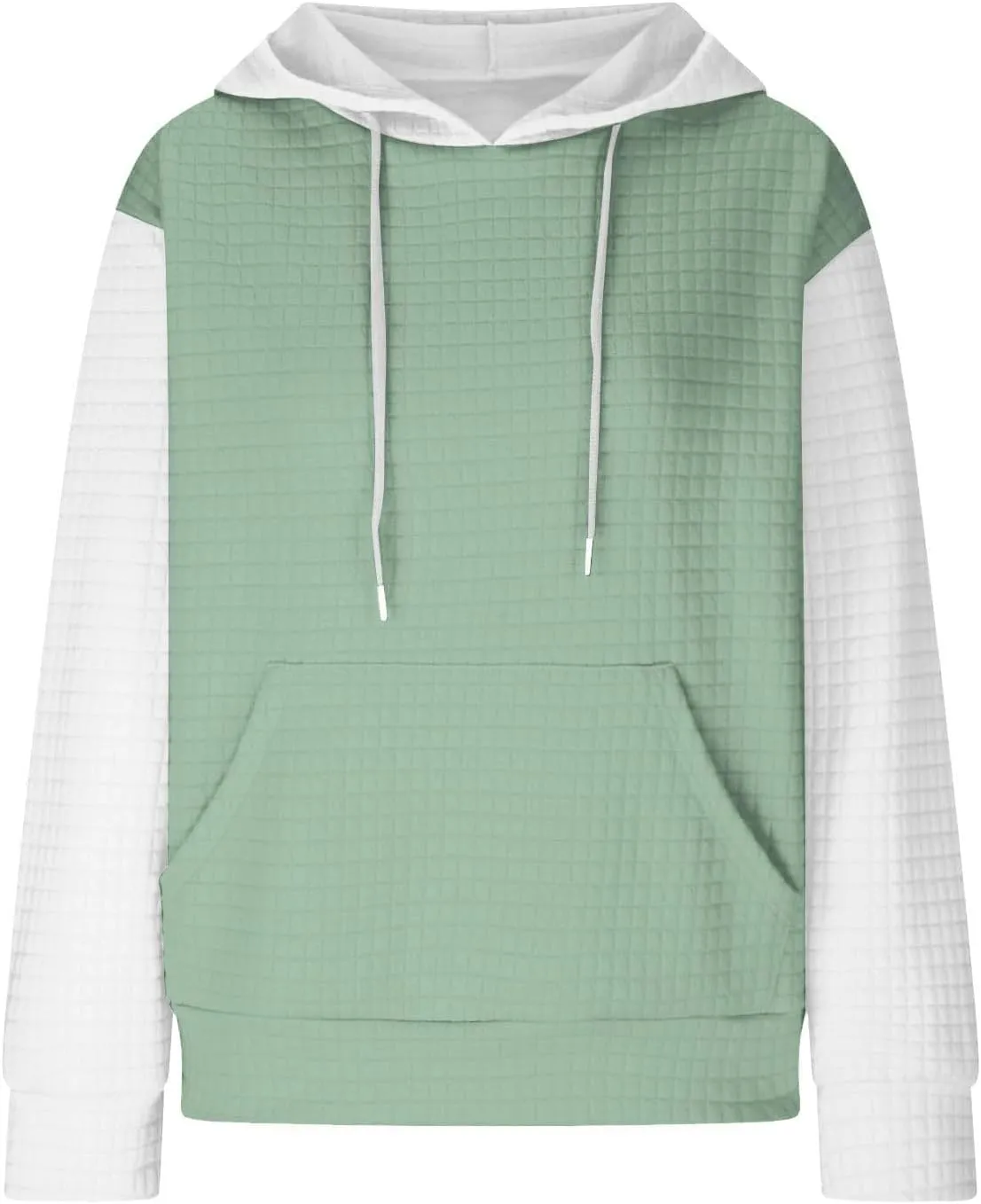 Lastesso Fall Clothes for Women 2024 Long Sleeve Oversized Hooded Pullovers Comfy Waffle Front Pockets Sweatshirts Hoodies