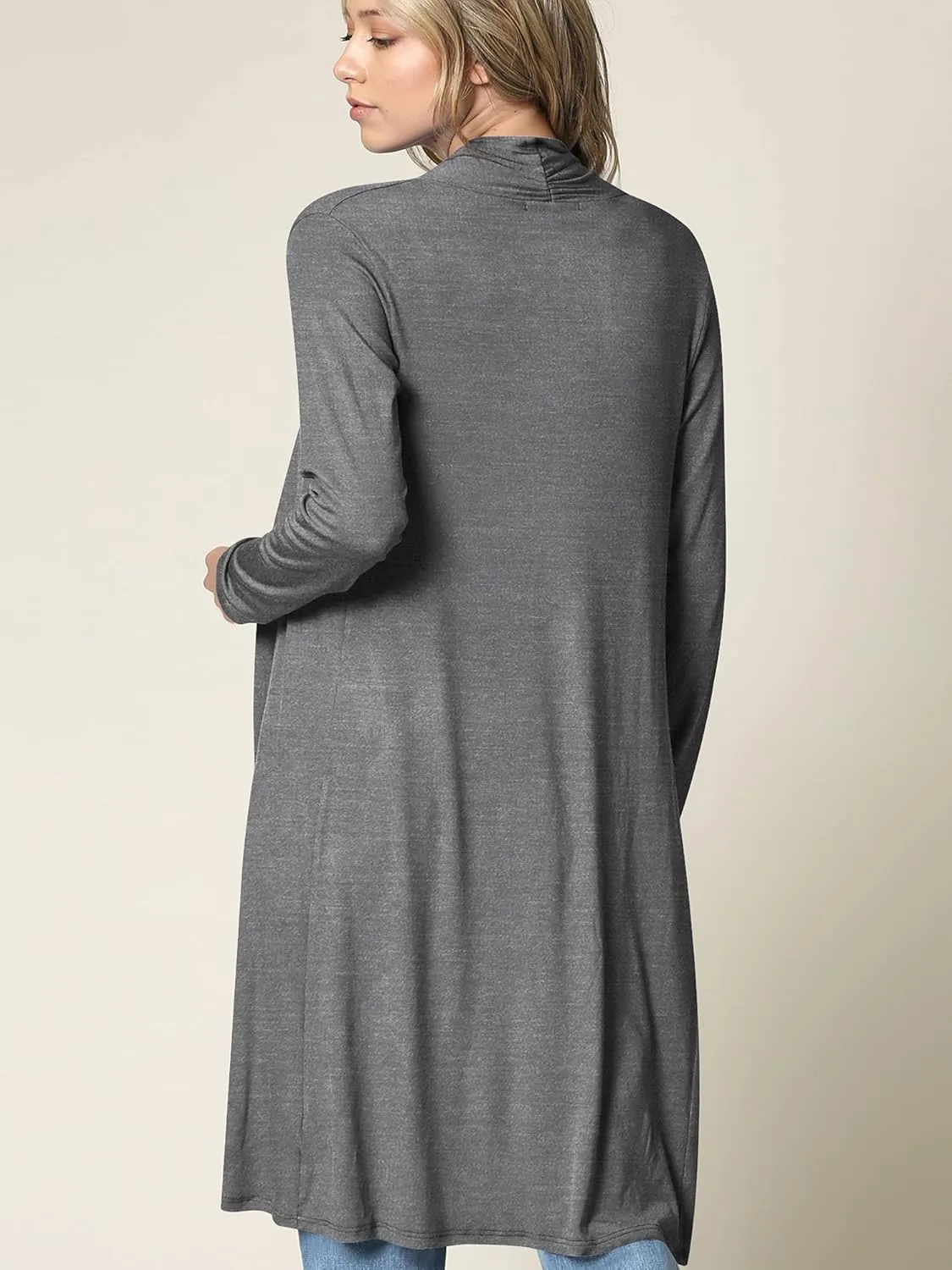 Lock and Love Women's Long Cardigan  Fall Casual Draped Open Front Lightweight Duster with Long Sleeves
