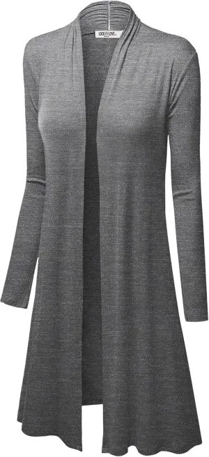 Lock and Love Women's Long Cardigan  Fall Casual Draped Open Front Lightweight Duster with Long Sleeves