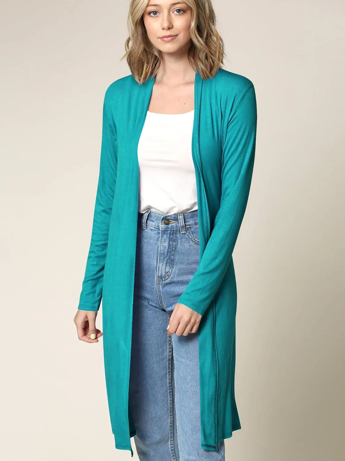 Lock and Love Women's Long Cardigan  Fall Casual Draped Open Front Lightweight Duster with Long Sleeves