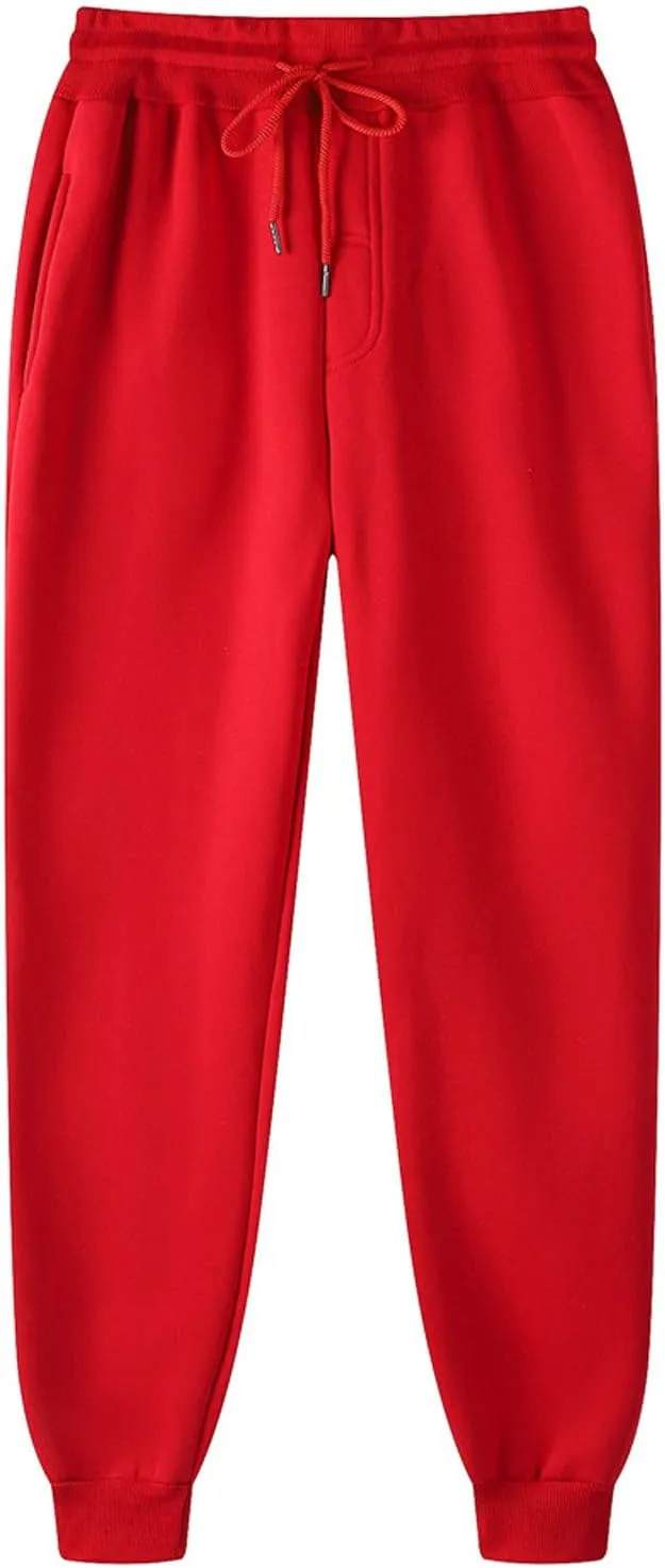 Mens Solid Color Sweatpant Trendy Drawstring Stretch Waist Straight Trousers Jogger Pants Workout Running Casual Pant