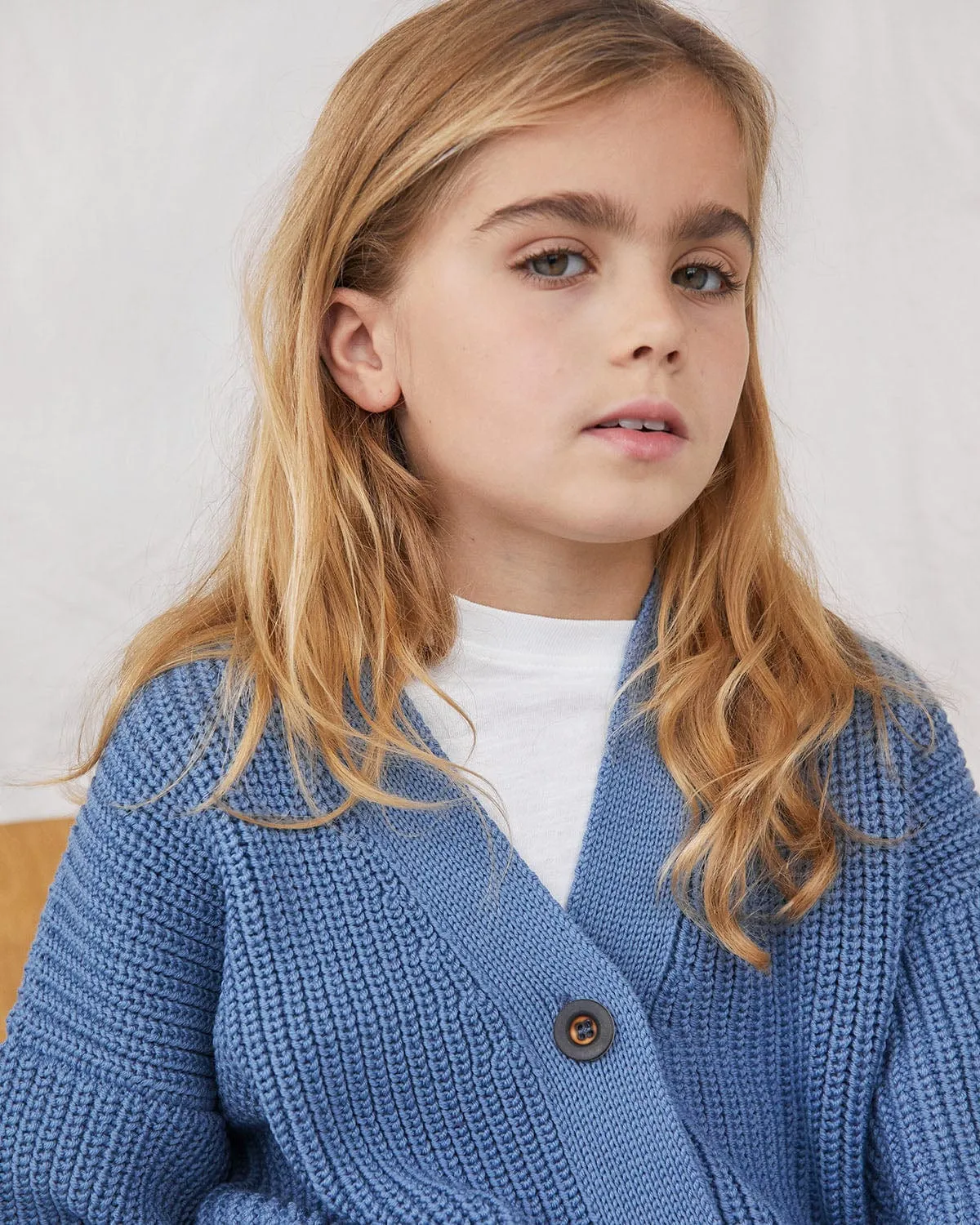 Mini Preila: Baltic Blue Merino Wool Cardigan