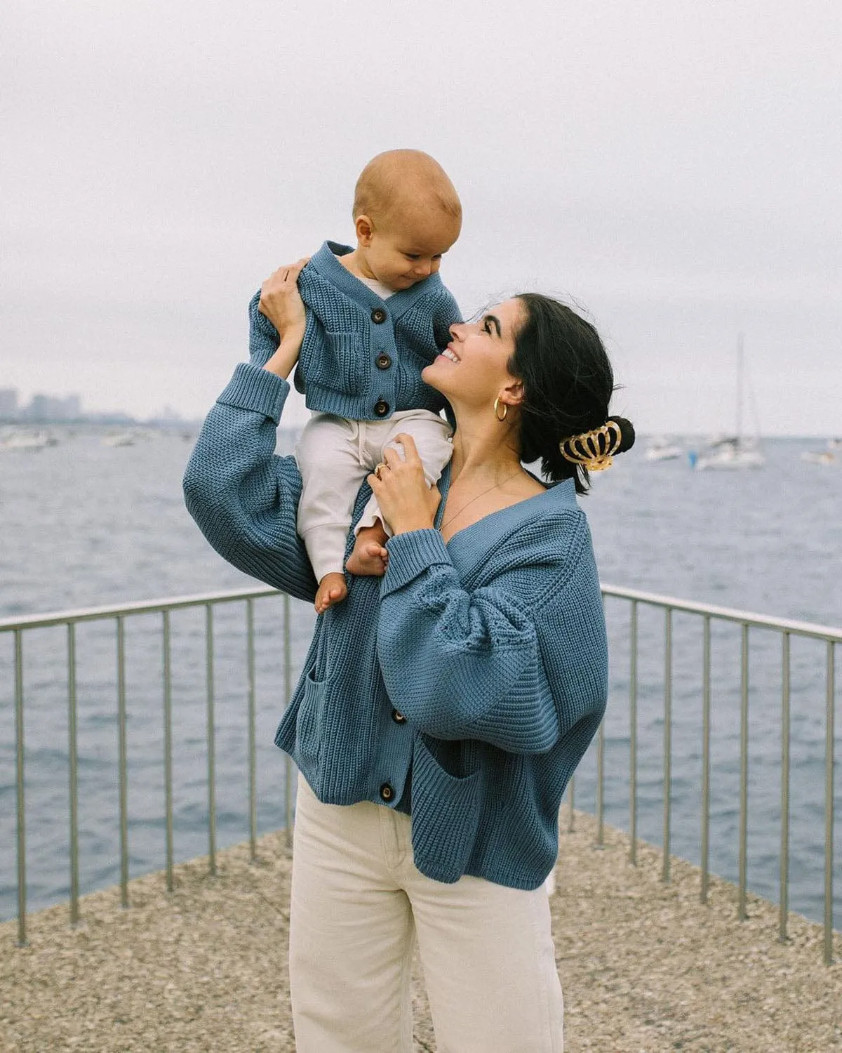 Mini Preila: Baltic Blue Merino Wool Cardigan