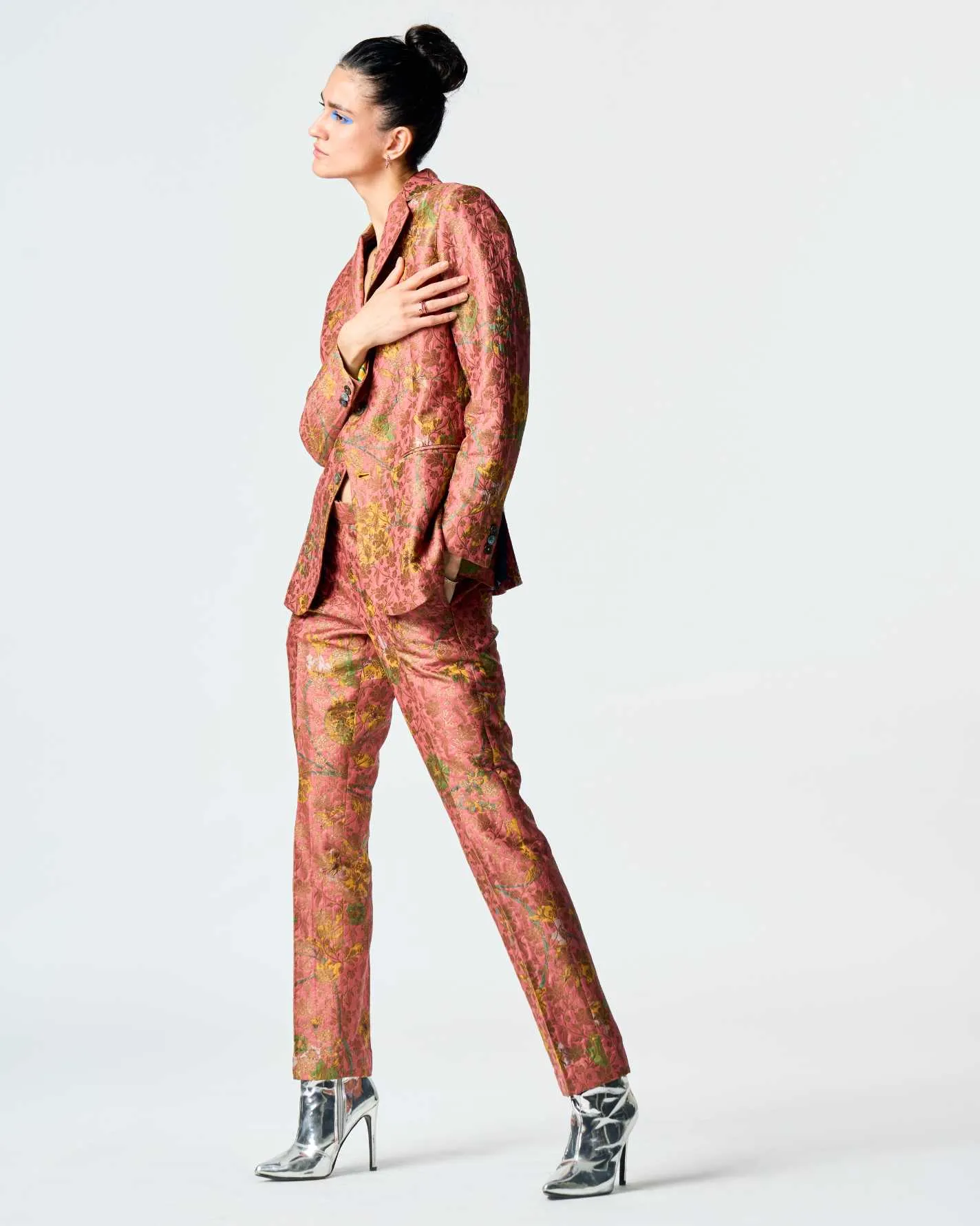 Rana Blazer Silk Brocade Rose