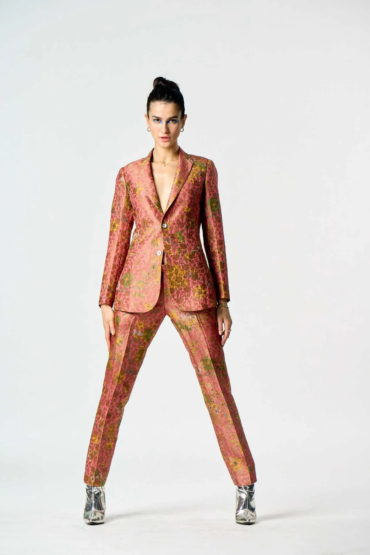 Rana Blazer Silk Brocade Rose