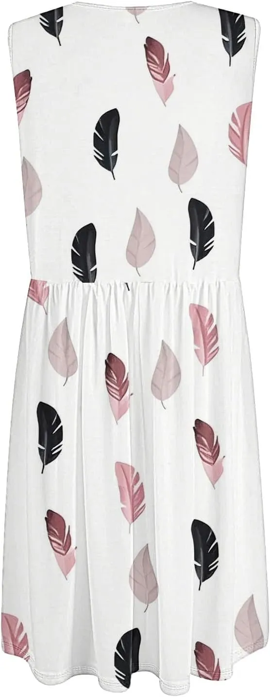 Summer Dresses for Women 2025 Casual Printed Sleeveless Loose Midi Dress with Pockets Sundresses for Women