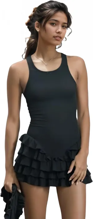 Tank Ruffle Mini Dress Basque Waist Summer Y2k Sleeveless Bodycon Sexy Sundress Boat Neck Flowy Vacation Outfits