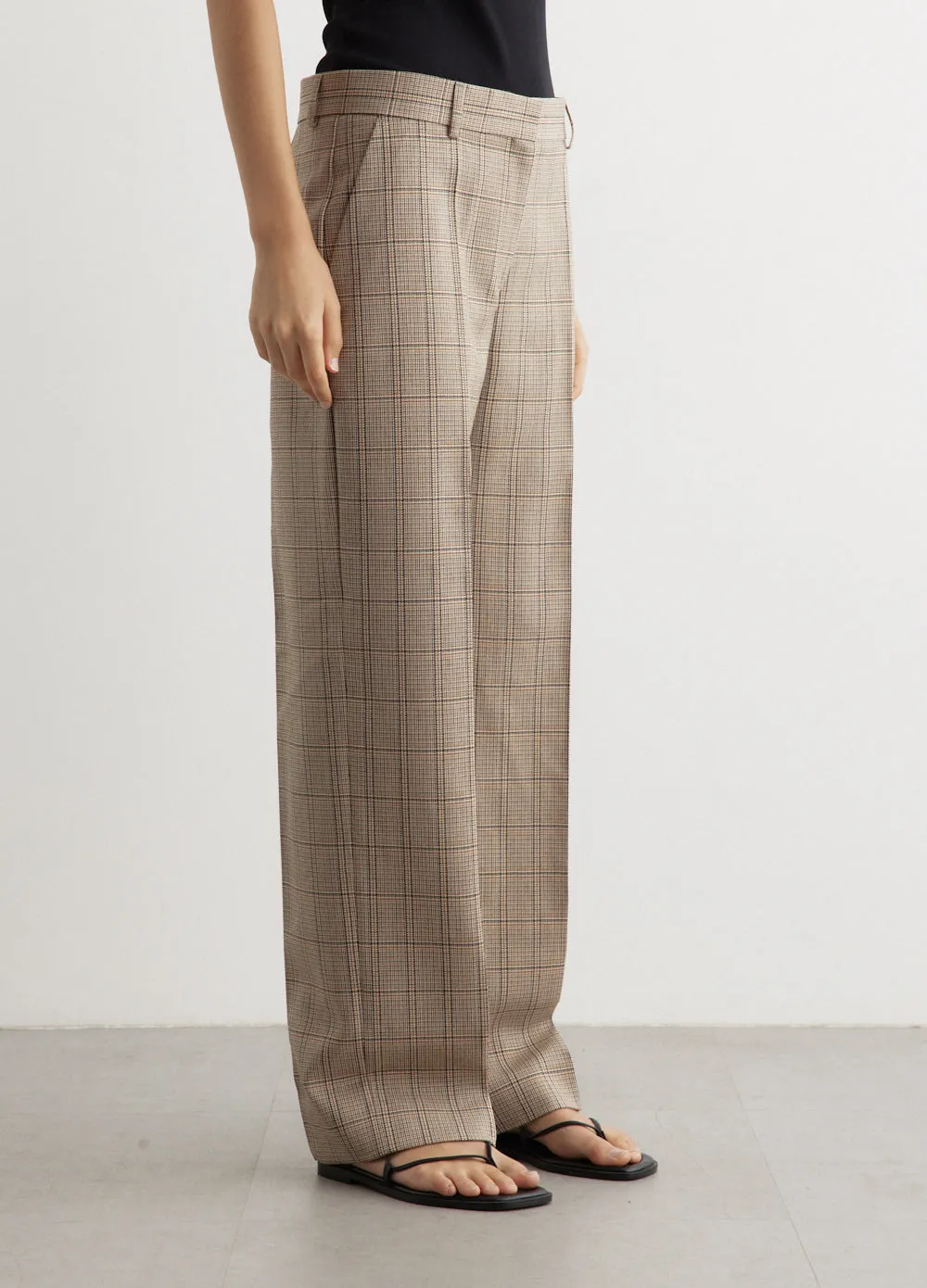 Windowpane-Check Suit Trousers
