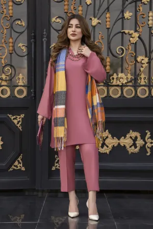 Winter Linen Dress with wool Stole by Miski WDW5