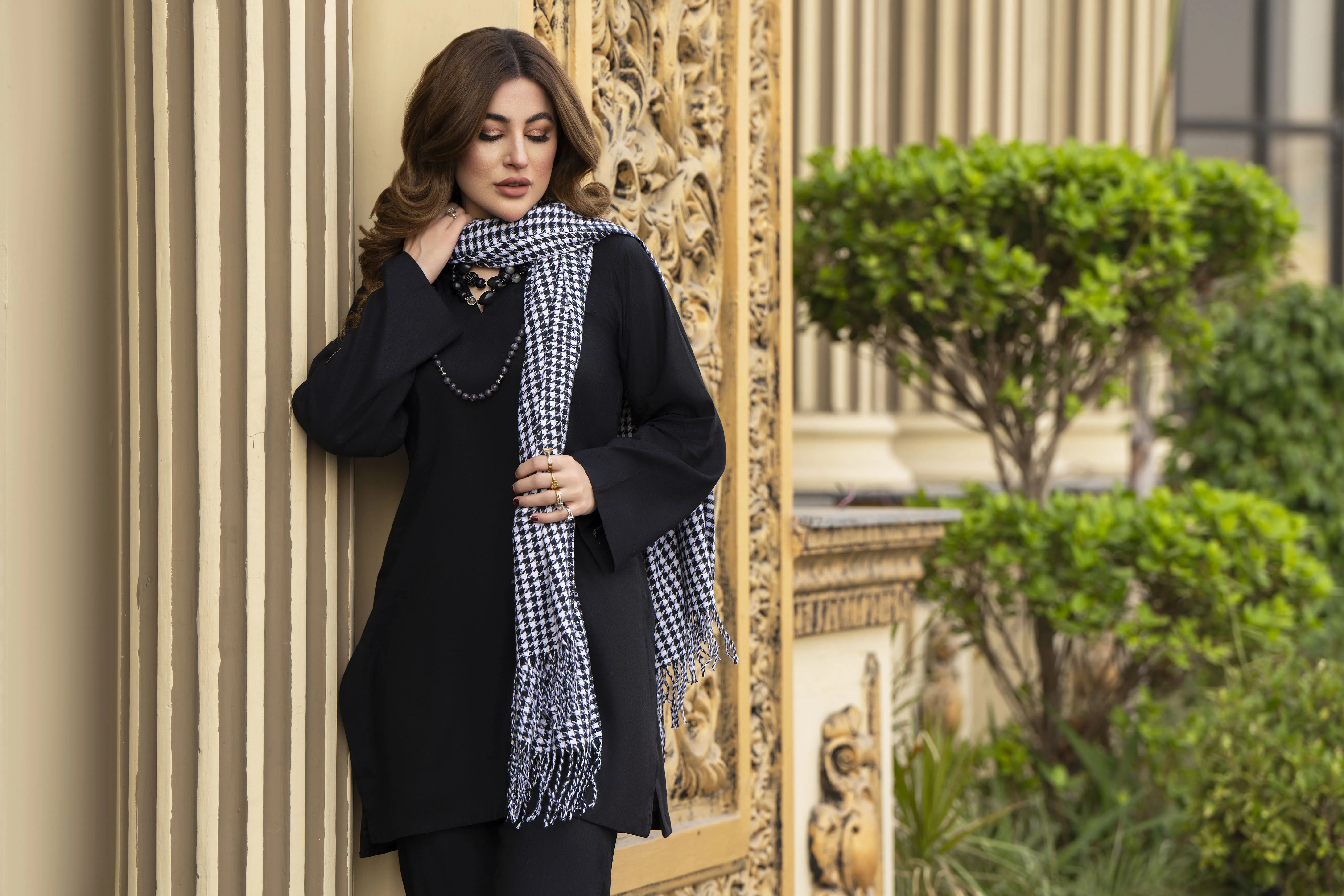 Winter Linen Dress With Wool Stole by Miski WDW7