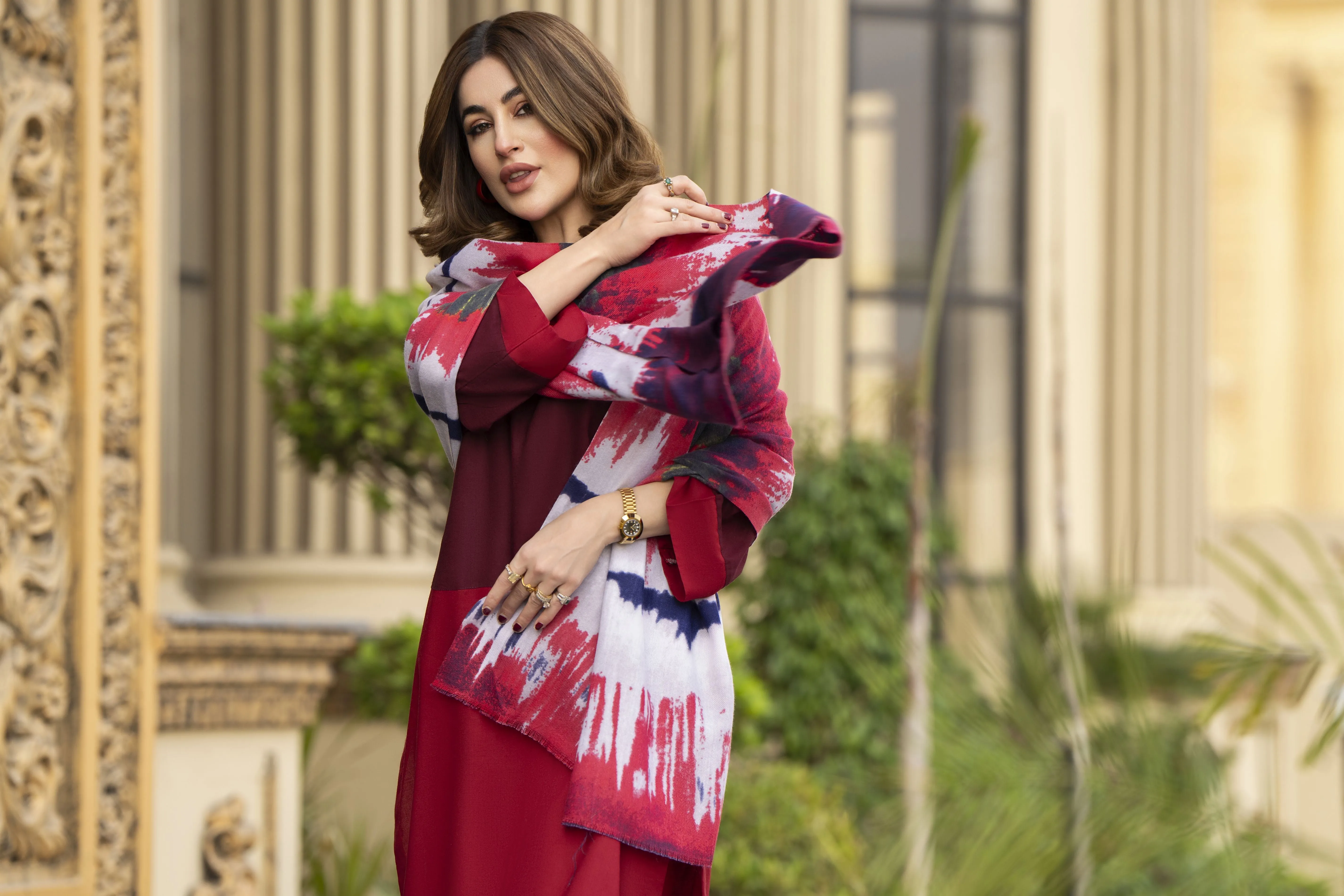 Winter Linen Dress With Wool Stole by Miski WDW8