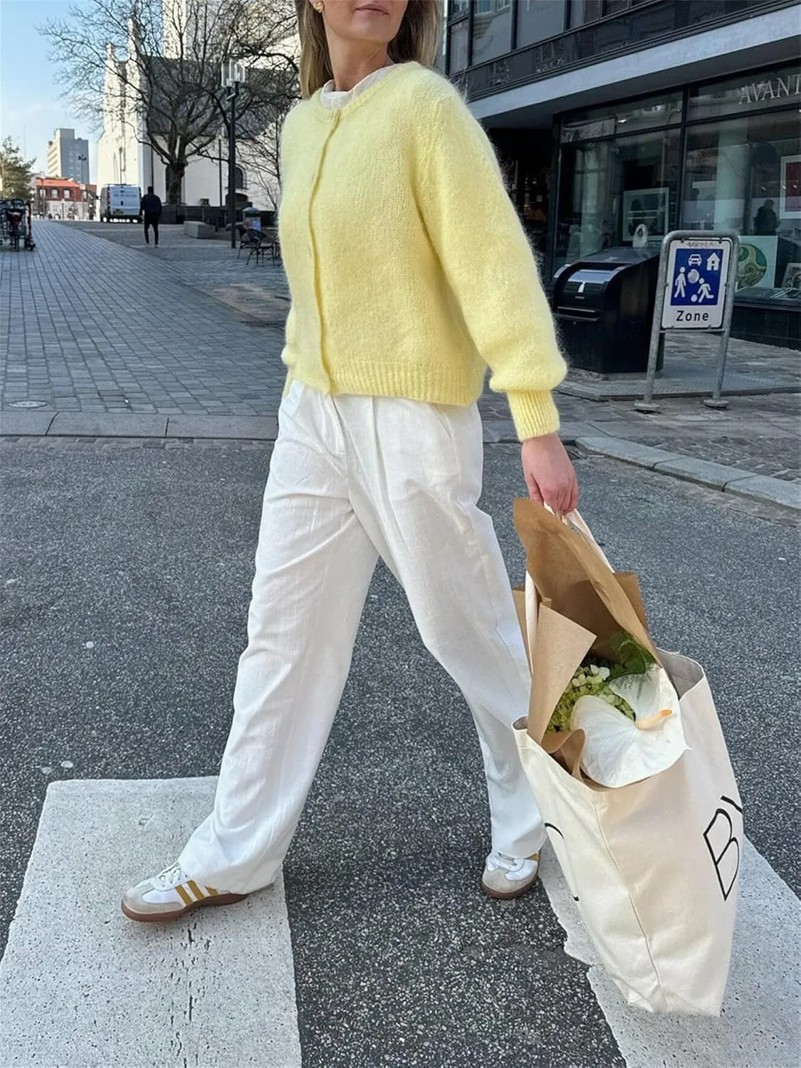 Women Chunky Knit Cardigan Y2k Long Latern Sleeve Crew Neck Button Up Open Front Cable Knitted Short Sweater Jackets