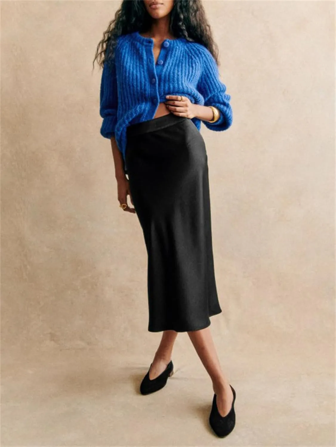 Women Chunky Knit Cardigan Y2k Long Latern Sleeve Crew Neck Button Up Open Front Cable Knitted Short Sweater Jackets