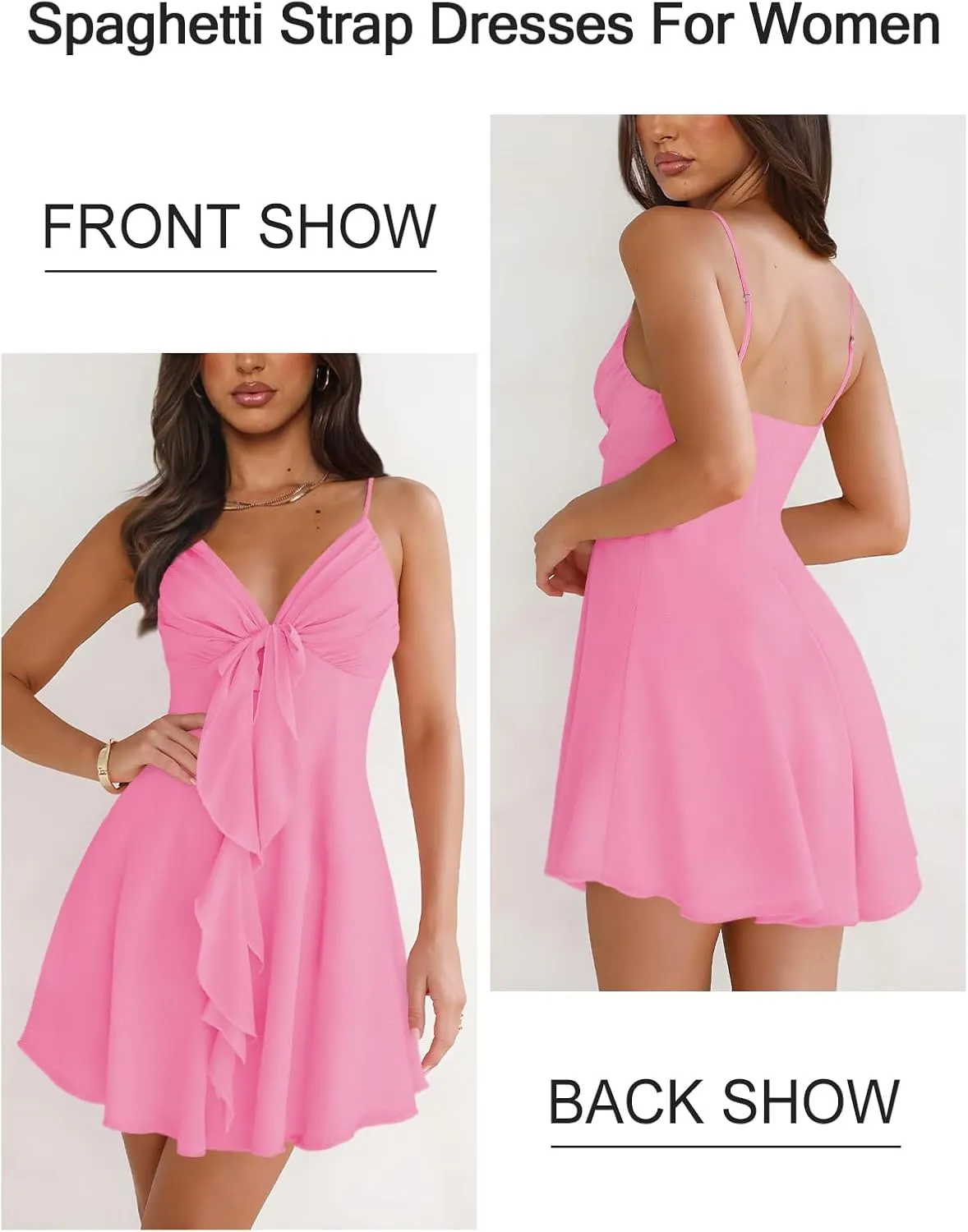 Women Sleeveless Sexy V Neck Summer Dress for Women Casual Flowy Beach Club Party Spaghetti Strap Mini Sundress