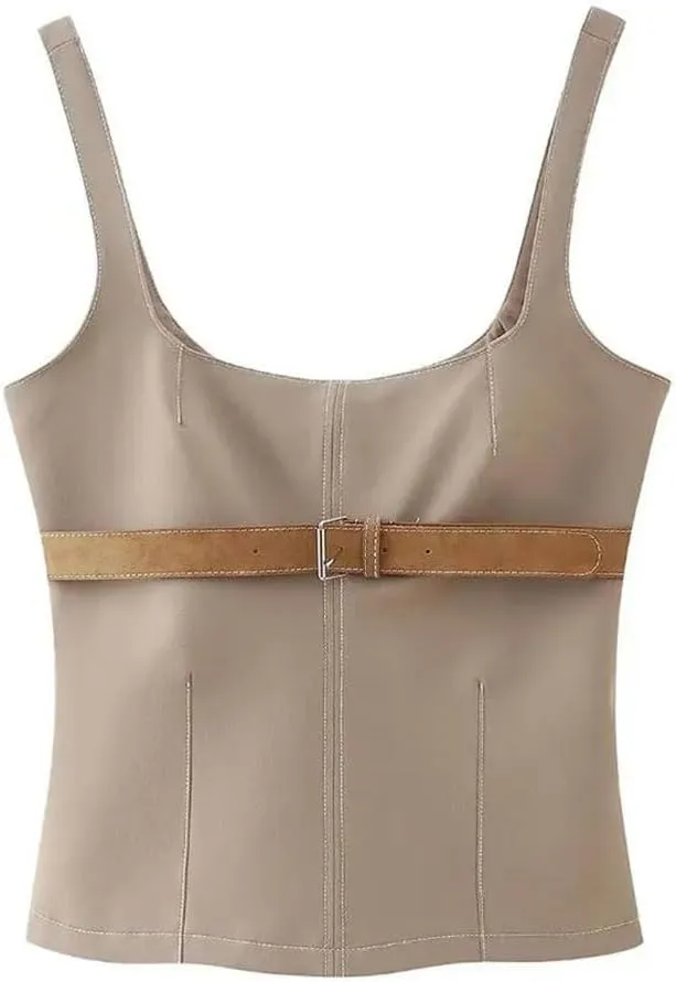 Women's Camisole Square Neck Chic Lady Crop Top Tank