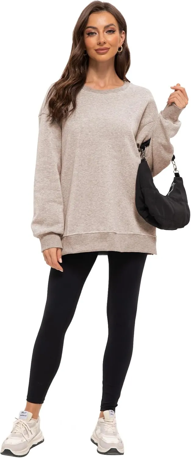 Women's Oversized Hoodies Crew Neck Pullover Sweaters for Casual Comfy Fall Fashion Outfits