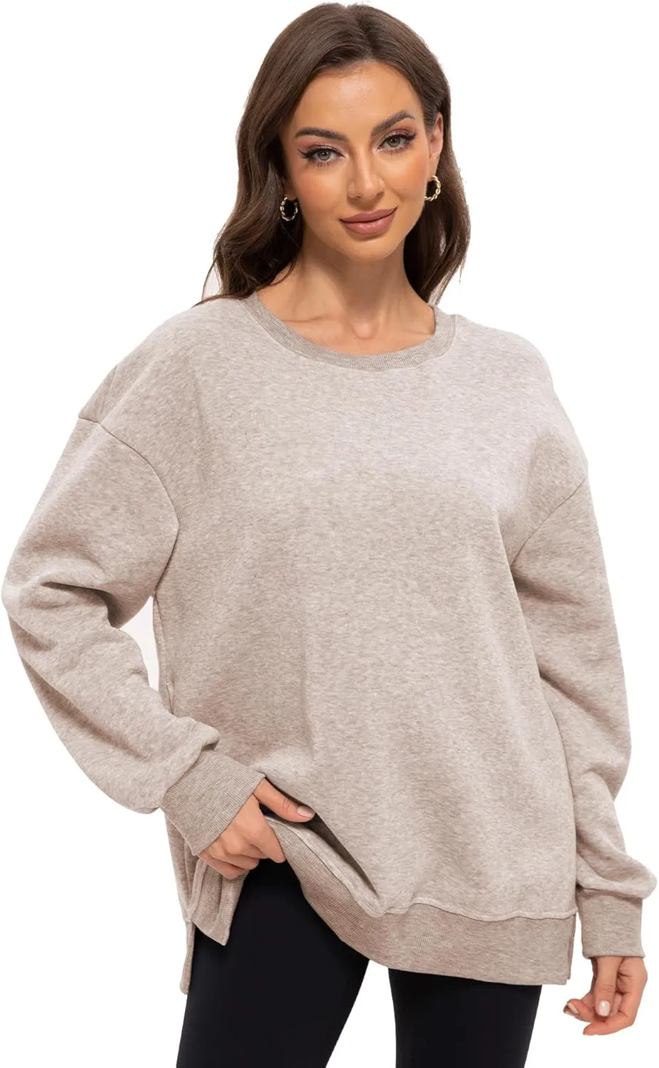 Women's Oversized Hoodies Crew Neck Pullover Sweaters for Casual Comfy Fall Fashion Outfits