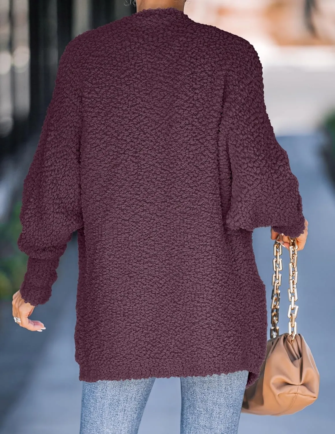 ZESICA Women's Fall Winter Popcorn Long Sleeve Open Front Chunky Knit Oversized Cardigan Sweater Coat